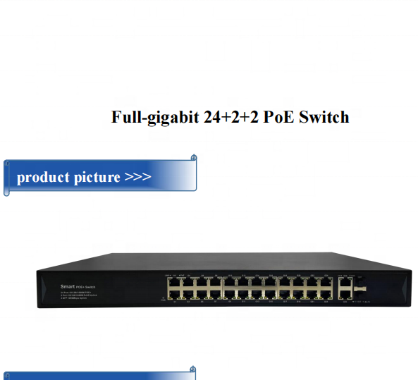 Customized 24 Port Gigabit IEEE 400W Managed Network Switch with 2 SFP Uplink Ports for IP CCTV Security System PoE Switch