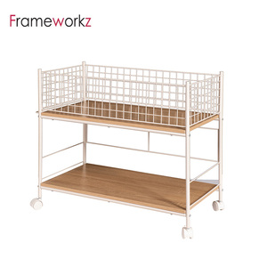 Carrello Porta Asciugamani a 2 Ripiani con Cestelli in Filo Metallico e Pannello in Legno, Carrello Mobile per <span class=keywords><strong>Abbigliamento</strong></span> - Product Image 2