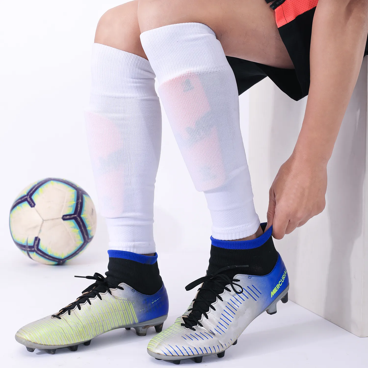 Leggings de football protège-jambes manches chaussette Compression pondérée Performance soutien tibia-mollet manches Marathon