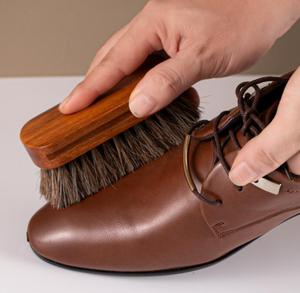 Wholesale Custom Soft Horsehair Wooden Handle Sneaker Shoes Polish <strong>Brush</strong> <strong>Scrub</strong> for Boot Bag Clothes Leather Shine and Cleaning - Product Image 2