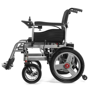Silla de ruedas de viaje portátil plegable de acero ultraligero barata de alta calidad, silla de ruedas eléctrica todoterreno para discapacitados - Product Image 4