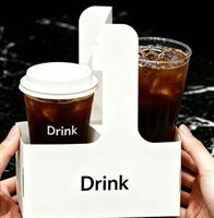 Support de transport pour tasses à café, thé, lait en carton blanc personnalisé pour vente à emporter