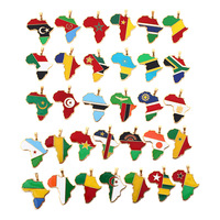Collier Pendentif Carte d'Afrique Tendance en Acier Inoxydable, Zambie Togo Afrique du Sud, Chaîne Croix Plaqué Or 18 Carats 50cm, Cadeau de Fiançailles