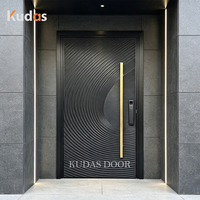 Porte d'entrée pivotante de luxe en aluminium moulé sur mesure, porte extérieure de sécurité, anti-corrosion, serrure intelligente, porte principale de villa