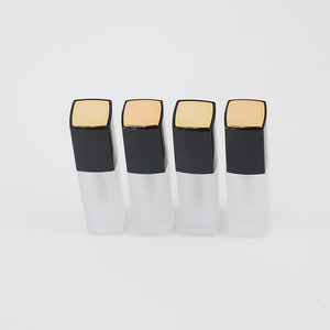 Tùy Chỉnh Rỗng Rõ Ràng Frosted Glass Đen Quảng Trường Lip Gloss Ống Container Với Đầu Vàng - Product Image 6