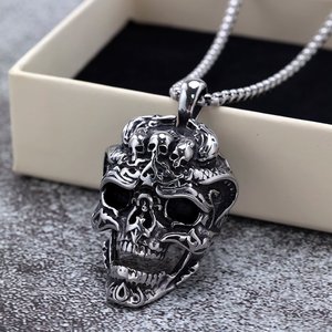Yunnique-collar con colgante de calavera para hombre, de acero inoxidable, estilo Punk, diseño geométrico asimétrico, joyería de moda - Product Image 2