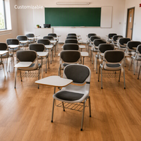 Chaise de salle de conférence avec tablette d'écriture pour réunions et formations, mobilier scolaire et de bureau, certifiée CE, fabriquée en usine