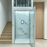 Ascenseur domestique de luxe à traction sans engrenages, design moderne en PVC, plancher et cabine personnalisables, fonctionnement silencieux, pour villa résidentielle
