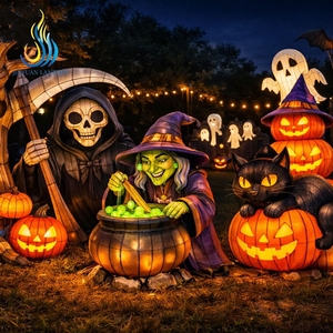 Lanterne géante de festival du Jour des Morts mexicaine avec squelette <span class=keywords><strong>musicien</strong></span> et guitare pour décoration d'Halloween - Product Image 3