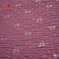 Tissu en mousseline dorée 100% polyester 180D*160Gsm, tissé CEY Airflow, teint uni, pour foulard femme