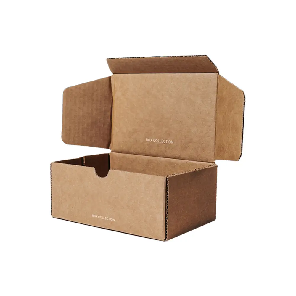 Toptan baskı geri dönüşümlü kahverengi oluklu özel posta gönderim kutusu ambalaj oluklu kağıt karton kutu