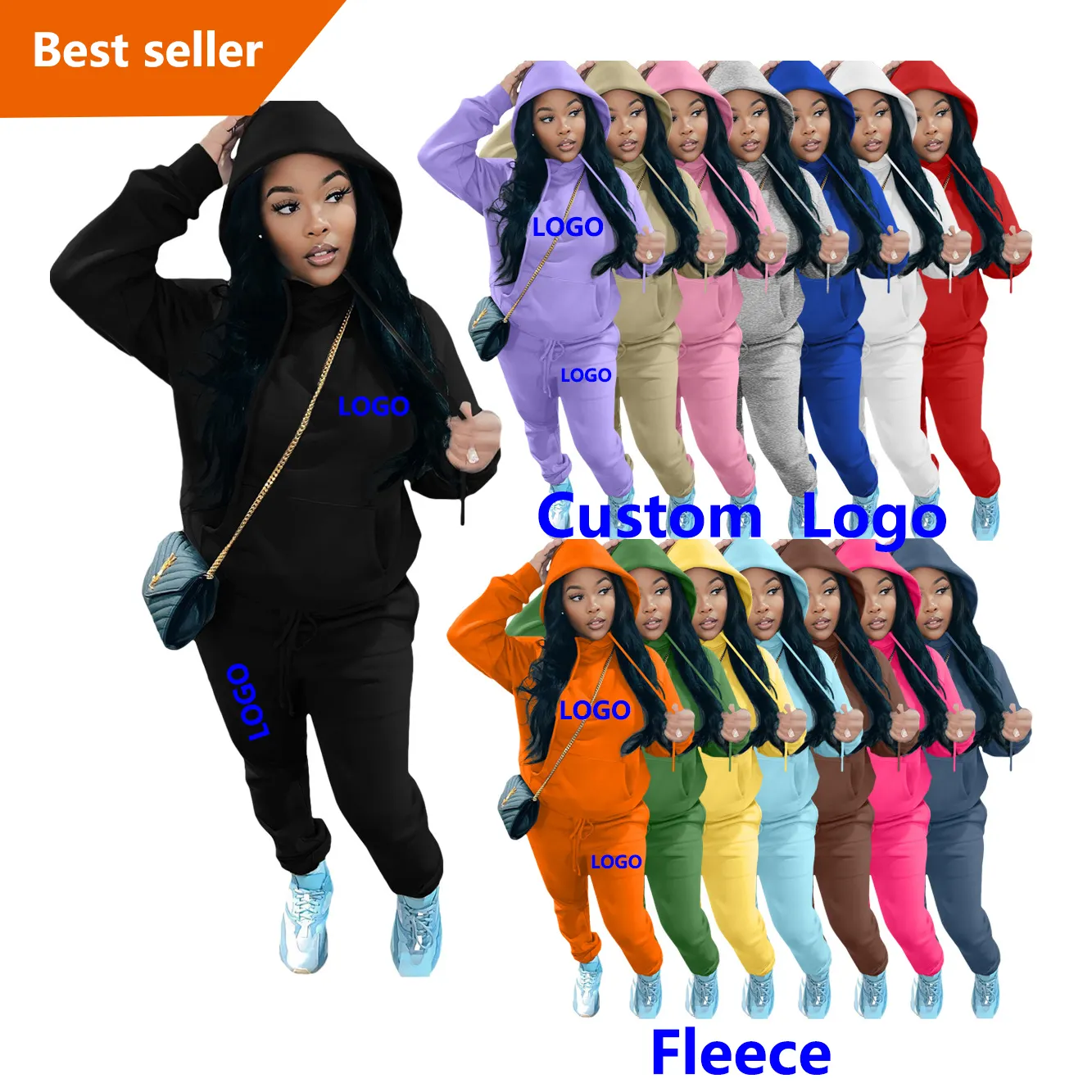 Benutzer definierte Logo Damen bekleidung fallen zweiteilige Hosen Set Jogging hose und Hoodies mit Jogger Frau Schweiß Frauen Sets Ropa Para Mujer