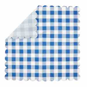 Serviettes en papier jetables 2 plis, 13x13 pouces, motif écossais bleu et blanc, sans bord festonné, 18 g/m², en pâte de bois, format carré, style sac - Product Image 5
