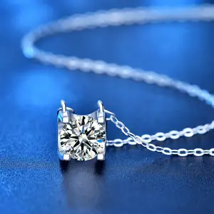 Collana Moissanite 925 gioielli in argento Sterling da donna a forma rotonda gioielli ciondolo Moissanite collana di diamanti