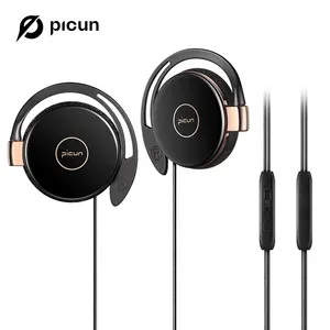 Picun L1 कान हुक लाइन माइक्रोफोन मात्रा पर नियंत्रण में खेल ईरफ़ोन हेड फोन्स वायर्ड