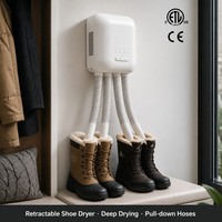 Séchoir à chaussures électrique mural avec 4 tuyaux pliables, séchage rapide, désodorisant pour la maison, le ski, la randonnée, les bottes de travail, la famille