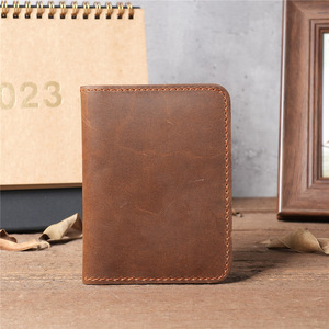 Cartera delgada de cuero para hombre plegable marrón Crazy Horse titular de la licencia de <span class=keywords><strong>conducir</strong></span> cierre abierto portátil Popular láser para uso diario - Product Image 3