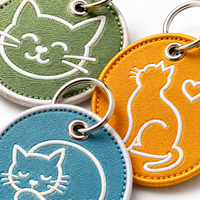 Grosir Gantungan Kunci Kenangan Hewan Peliharaan Custom Bordir, Gantungan Kunci Kucing, Liontin Tas Kain Personalisasi untuk Pecinta Kucing, Pembelian Grosir MOQ 50 pcs