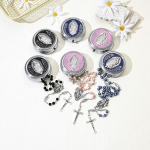 Chapelet artisanal en perles imitation perle et verre, Notre-Dame de la Vierge <span class=keywords><strong>Marie</strong></span>, catholique, pour cadeau de baptême - Product Image 2