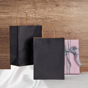 Sacs en papier <span class=keywords><strong>de</strong></span> <span class=keywords><strong>luxe</strong></span> noir mat en gros avec poignées pour vêtements, sacs cadeaux personnalisés en papier recyclé avec votre propre logo - Product Image 2
