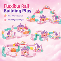 Ensemble de 60 voitures de piste pastel, château de rêve, circuit flexible, ensemble de jeu de véhicules