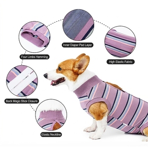 Traje de recuperación para perros, <span class=keywords><strong>camiseta</strong></span> postoperatoria transpirable a rayas, mono anti-lamido para mascotas, ropa para perros en recuperación quirúrgica - Product Image 4