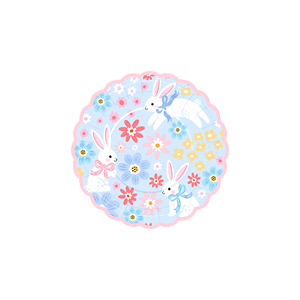 DAMAI Nouveau set d'assiettes en papier jetables à thème lapin, rose et bleu, avec nœud en dentelle ondulée, pour le festival de Pâques - Product Image 4