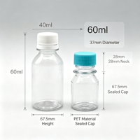 Botol Sampel Plastik PET Transparan 40ml 60ml dengan Tutup Tertutup Rapat untuk Kemasan Cairan Botol Saus PE yang Dapat Diremas
