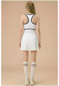 Ensemble de vêtements de sport pour femmes, running, badminton, golf, tennis, avec débardeur color-block et jupe plissée - Product Image 4
