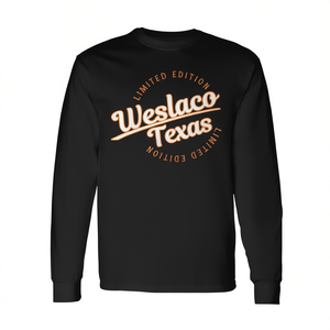 T-shirt a maniche lunghe Weslaco Texas, abbigliamento sportivo retrò in edizione limitata - Product Image 2