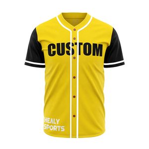 Maillots de baseball de bouton d'enfants jaunes vierges broderie uniforme de baseball personnalisée - Product Image 2