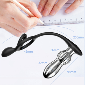 Remote 2in1 Metal <b>Vibrating</b> Anal Butt Plug <b>Vibrator</b> 2 Penis Rings 10 <b>Vibration</b> Settings Magnetic Charging Waterproof - Product Image 4