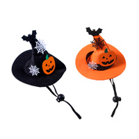 Gorro de Halloween de nuevo estilo transfronterizo para mascotas, gorro de brujo de calabaza para gatos y perros, disfraz de fiesta, tejido a mano, para todas las estaciones, venta al por mayor de artículos para mascotas