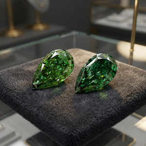 Diamant de laboratoire taille poire vert fantaisie vif VS1, excellente taille, pierre libre pour la fabrication de bijoux - Product Image 2