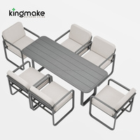 Ensemble de salle à manger d'extérieur moderne et peu encombrant, style aluminium, table et chaises, ensemble de meubles de jardin décontractés, table basse de patio