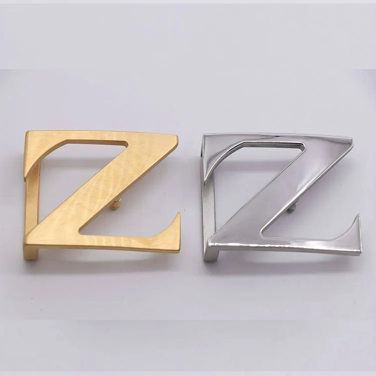 Custom Logo High Quality Luxury Zinc Alloy Metal Letter Shape Belt Buckle