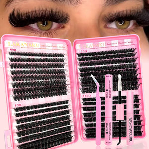 Cils en grappe thermofusibles DIY 60P 100P 120P 150P, cils individuels bouclés et denses, style européen, auto-greffables, faux cils en gros - Product Image 2