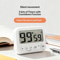 Pemantau Waktu 99 Menit Timer Digital Dengan Lampu Getar dan Lampu Flash Timer Hitung Mundur Tanpa Suara untuk Memasak di Dapur dan Belajar