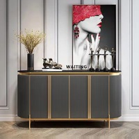 Console à chaussures, buffet de luxe moderne en marbre, avec casier en ardoise dorée, idéal pour un salon, une salle à manger ou un placard