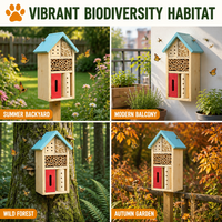 Maison pour insectes en bois massif naturel avec tubes en bambou pour l'approvisionnement professionnel des jardins et la vente au détail
