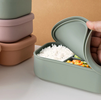 Vente en gros de boîtes de stockage d'aliments étanches en silicone de qualité alimentaire sans Bpa boîte à lunch pliable Bento