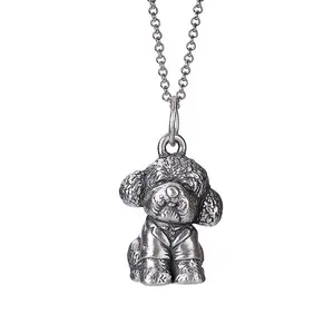 Bijoux personnalisés en argent sterling 925 pour femmes, collier avec pendentif de chien en peluche mignon