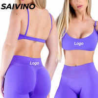 Setelan Yoga Wanita 2 Potong dengan Logo Custom, Bra Olahraga Leher Scoop, Celana Pendek Biker Pinggang Tinggi, Seamless, untuk Gym, Workout, Fitness, dan Aktivitas Olahraga