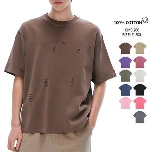 เสื้อยืดสตรีทแวร์ผ้าฝ้ายเนื้อหนัก 260GSM ทอลายเรียบ ทรงโอเวอร์ไซส์ ไหล่หลวม สไตล์สปอร์ตแวร์ พรีเมียม เสื้อยืดลำลองผู้ชาย - Product Image 2