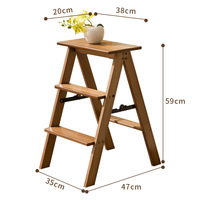 Tabouret pliant en bois à 3 niveaux, échelle en bambou antidérapante et anti-basculement, tabouret de cuisine, tabouret multifonctionnel pour la maison, design moderne