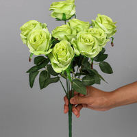 K-0056 9 Köpfe China künstliche Blume Großhandel elegante mehrfarbige rote Rose Blumen sträuße