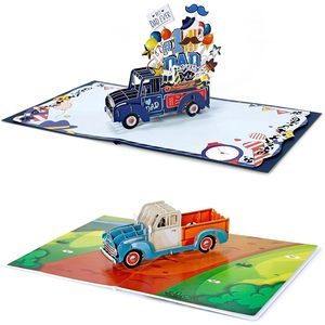 Carte de vœux 3D pop-up 4 couleurs pour la fête des pères, en papier découpé, rectangulaire, finition vernis mat - Product Image 1