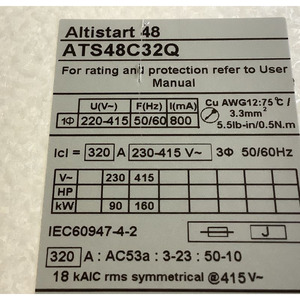 Sch-neider ATS48C32Q ซอฟต์สตาร์ทเตอร์สำหรับมอเตอร์แบบอะซิงโครนัส Altistart 48 320A 230 ถึง 415V 75 ถึง 250kW - Product Image 5