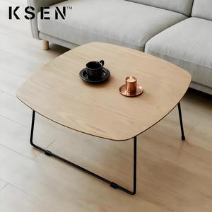 Table basse ronde en métal et bois de style nordique, design simple et moderne, <span class=keywords><strong>fer</strong></span> <span class=keywords><strong>forgé</strong></span>, T0794 - Product Image 2