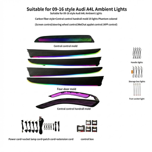 Kit Completo de Molduras de Fibra de Carbono con Luz Ambiental para <span class=keywords><strong>Audi</strong></span> <span class=keywords><strong>A4</strong></span> <span class=keywords><strong>B8</strong></span> S4 2009-2016, 27 Luces LED, Cubierta de Bocina, Control MMI Symphony - Product Image 1